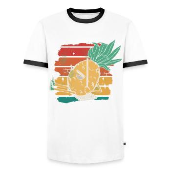 Pineapple swing retro design for beach lovers - Men's Ringer Shirt - white/black - Front - AI Model Female 172 light (172cm) & AI Model Male 178 dark (178cm)