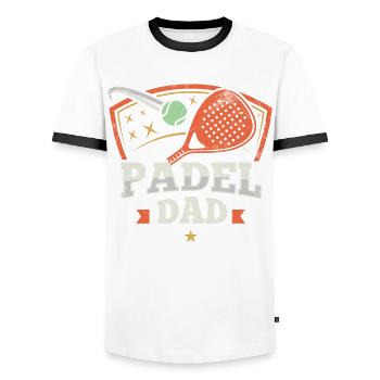 Padel Papa Padelschläger Ball Design Für Padel - Männer Kontrast-T-Shirt - Weiß/Schwarz - Vorne - AI Model Female 172 light (172cm) & AI Model Male 178 dark (178cm)