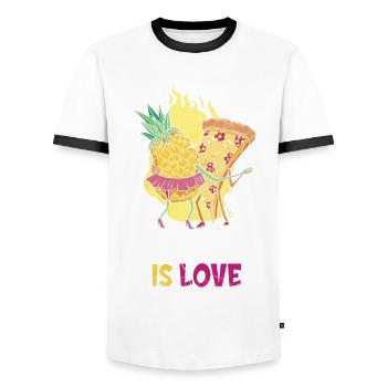 Liebe Ist Liebe, Ananas Und Pizza-design Für Den - Männer Kontrast-T-Shirt - Weiß/Schwarz - Vorne - AI Model Female 172 light (172cm) & AI Model Male 178 dark (178cm)