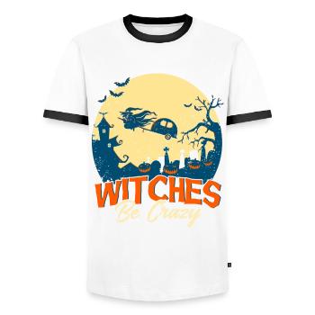 Horror Halloween Hexen sind verrückt Gruselig - Männer Kontrast-T-Shirt - Weiß/Schwarz - Vorne - AI Model Female 172 light (172cm) & AI Model Male 178 dark (178cm)