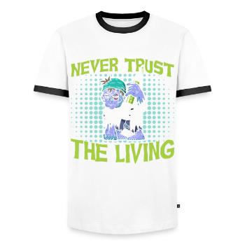 Horreur Halloween Le Vivant Effrayant - T-shirt contrasté Homme - blanc/noir - Devant - AI Model Female 172 light (172cm) & AI Model Male 178 dark (178cm)