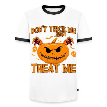 Horror Halloween Treat Me Pumpkin Gruselig - Männer Kontrast-T-Shirt - Weiß/Schwarz - Vorne - AI Model Female 172 light (172cm) & AI Model Male 178 dark (178cm)