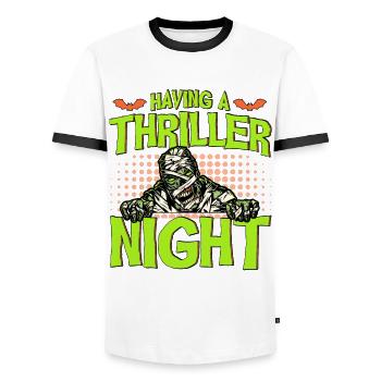 Horreur Halloween Thriller Nuit Maman Creepy - T-shirt contrasté Homme - blanc/noir - Devant - AI Model Female 172 light (172cm) & AI Model Male 178 dark (178cm)