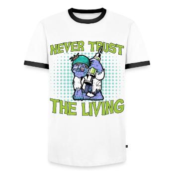 Horreur Halloween Le Vivant Effrayant - T-shirt contrasté Homme - blanc/noir - Devant - AI Model Female 172 light (172cm) & AI Model Male 178 dark (178cm)