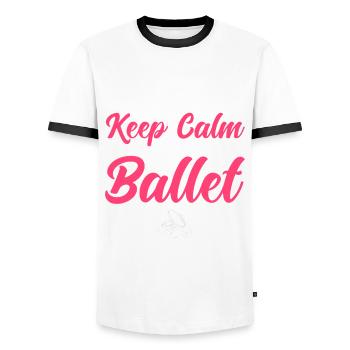 Ballet Danse Ballerine Ballet Fille Cadeau - T-shirt contrasté Homme - blanc/noir - Devant - AI Model Female 172 light (172cm) & AI Model Male 178 dark (178cm)