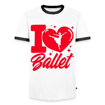 Danseuse de ballet Ballet Danse Ballet Filles - T-shirt contrasté Homme - blanc/noir - Devant - AI Model Female 172 light (172cm) & AI Model Male 178 dark (178cm)