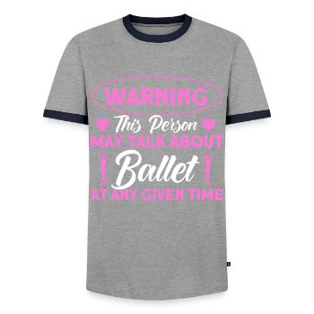 Ballerine Ballet Fille Ballet Danseuse - T-shirt contrasté Homme - gris/marine  - Devant - AI Model Female 172 light (172cm) & AI Model Male 178 light (178cm)