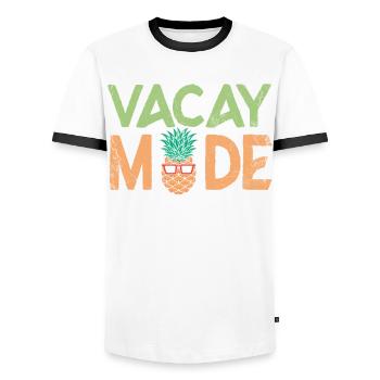 Vacay Fashion Pineapple Design For Beach Lovers - Men's Ringer Shirt - white/black - Front - AI Model Female 172 light (172cm) & AI Model Male 178 dark (178cm)