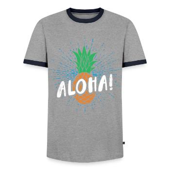 Aloha pineapple design For beach lovers pineapple - Men's Ringer Shirt - grey/navy  - Front - AI Model Female 172 light (172cm) & AI Model Male 178 light (178cm)