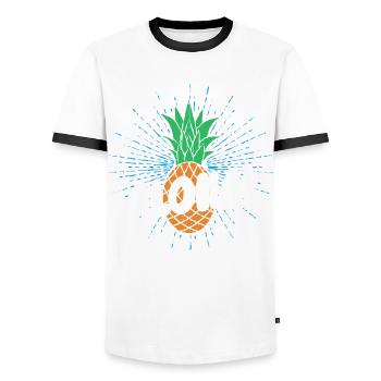 Aloha pineapple design For beach lovers pineapple - Men's Ringer Shirt - white/black - Front - AI Model Female 172 light (172cm) & AI Model Male 178 dark (178cm)