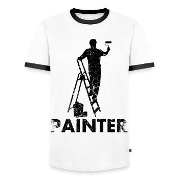 Maler-dekorateur-design Pour les peintres-artistes - T-shirt contrasté Homme - blanc/noir - Devant - AI Model Female 172 light (172cm) & AI Model Male 178 dark (178cm)