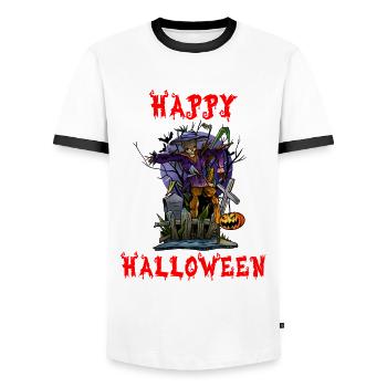 Halloween Halloween Halloween Halloween Halloween - Männer Kontrast-T-Shirt - Weiß/Schwarz - Vorne - AI Model Female 172 light (172cm) & AI Model Male 178 dark (178cm)