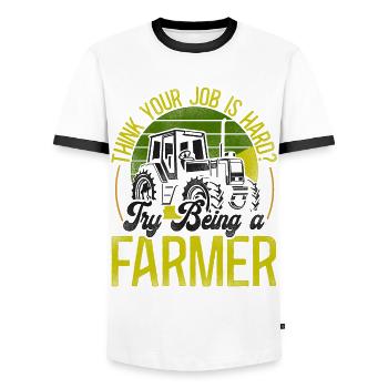 Farming Farmer Tracteur Vintage - T-shirt contrasté Homme - blanc/noir - Devant - AI Model Female 172 light (172cm) & AI Model Male 178 dark (178cm)
