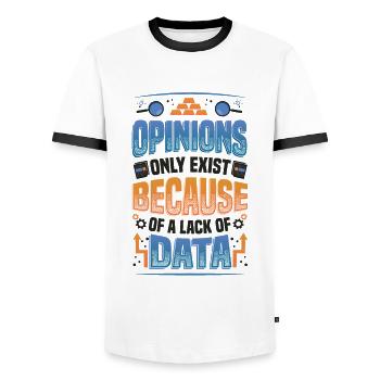Opinions Lack of Data - Data Scientist Data - Men's Ringer Shirt - white/black - Front - AI Model Female 172 light (172cm) & AI Model Male 178 dark (178cm)