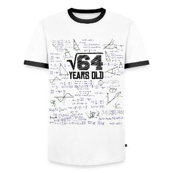 Square root of 64 math nerd 8th birthday - Men's Ringer Shirt - white/black - Front - AI Model Female 172 light (172cm) & AI Model Male 178 dark (178cm)