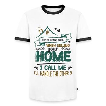 Was Zu Tun Ist, Wenn Sie Ihr Haus Verkaufen - Männer Kontrast-T-Shirt - Weiß/Schwarz - Vorne - AI Model Female 172 light (172cm) & AI Model Male 178 dark (178cm)