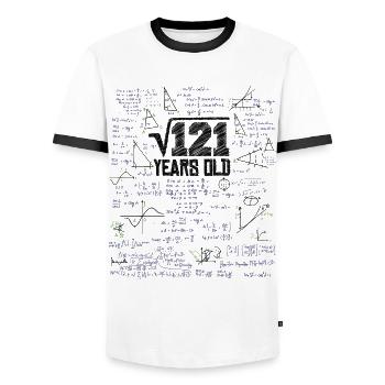 Racine carrée de 121 Math Nerd 11e anniversaire - T-shirt contrasté Homme - blanc/noir - Devant - AI Model Female 172 light (172cm) & AI Model Male 178 dark (178cm)