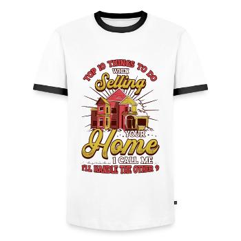 Was Zu Tun Ist, Wenn Sie Ihr Haus Verkaufen - Männer Kontrast-T-Shirt - Weiß/Schwarz - Vorne - AI Model Female 172 light (172cm) & AI Model Male 178 dark (178cm)