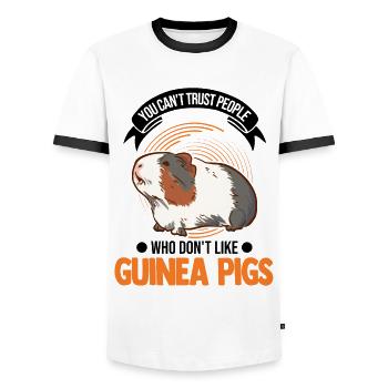 Cochon d’Inde Cadeau Cochon d’Inde - T-shirt contrasté Homme - blanc/noir - Devant - AI Model Female 172 light (172cm) & AI Model Male 178 dark (178cm)