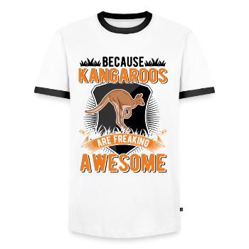 Because Kangaroos are freaking awesome Känguru - Männer Kontrast-T-Shirt - Weiß/Schwarz - Vorne - AI Model Female 172 light (172cm) & AI Model Male 178 dark (178cm)