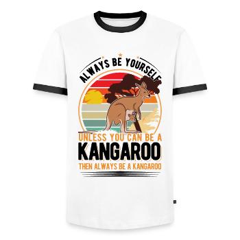 Always be yourself Kangaroo Australia Kangaroo - Men's Ringer Shirt - white/black - Front - AI Model Female 172 light (172cm) & AI Model Male 178 dark (178cm)