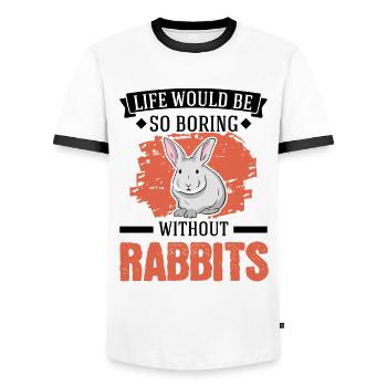 Rabbit Gift Rabbit Rabbit - Men's Ringer Shirt - white/black - Front - AI Model Female 172 light (172cm) & AI Model Male 178 dark (178cm)
