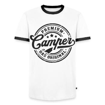 Camper Original Wohnwagen Lustiges Camping - Männer Kontrast-T-Shirt - Weiß/Schwarz - Vorne - AI Model Female 172 light (172cm) & AI Model Male 178 dark (178cm)