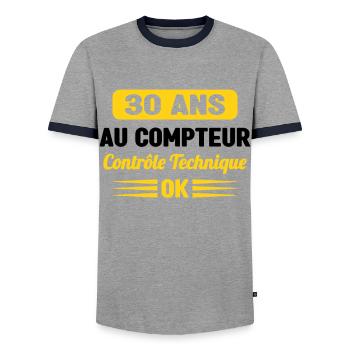 30 Ans Au Compteur Humour 30eme Anniversaire - T-shirt contrasté Homme - gris/marine  - Devant - AI Model Female 172 light (172cm) & AI Model Male 178 light (178cm)