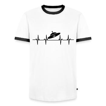 Aliens Alien Space Space Flying UFOs UFO - Men's Ringer Shirt - white/black - Front - AI Model Female 172 light (172cm) & AI Model Male 178 dark (178cm)