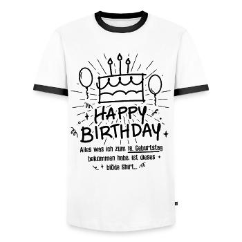 18. Geburtstag Happy Birthday Lustig 18 Jahre - Männer Kontrast-T-Shirt - Weiß/Schwarz - Vorne - AI Model Female 172 light (172cm) & AI Model Male 178 dark (178cm)