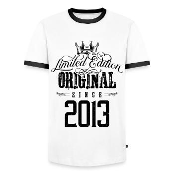 2013 limited edition - Männer Kontrast-T-Shirt - Weiß/Schwarz - Vorne - AI Model Female 172 light (172cm) & AI Model Male 178 dark (178cm)