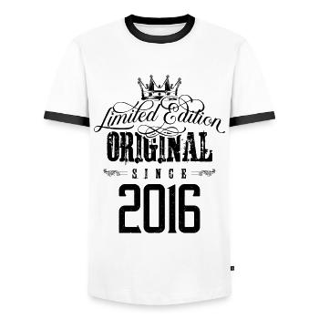 Édition limitée 2016 - T-shirt contrasté Homme - blanc/noir - Devant - AI Model Female 172 light (172cm) & AI Model Male 178 dark (178cm)