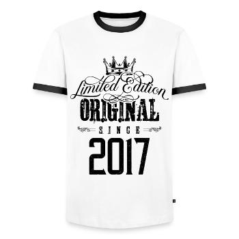 Édition limitée 2017 - T-shirt contrasté Homme - blanc/noir - Devant - AI Model Female 172 light (172cm) & AI Model Male 178 dark (178cm)