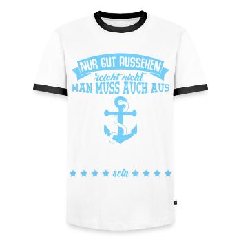 Cuxhaven Witz lustig Cuxhavener - Männer Kontrast-T-Shirt - Weiß/Schwarz - Vorne - AI Model Female 172 light (172cm) & AI Model Male 178 dark (178cm)