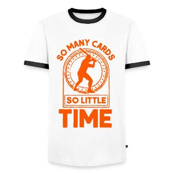 Baseball Card Collector Gift - Men's Ringer Shirt - white/black - Front - AI Model Female 172 light (172cm) & AI Model Male 178 dark (178cm)