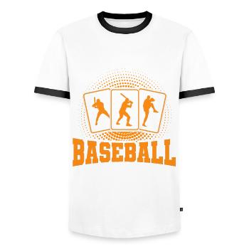 Sports Cards Collection Baseball Card Gift - Men's Ringer Shirt - white/black - Front - AI Model Female 172 light (172cm) & AI Model Male 178 dark (178cm)