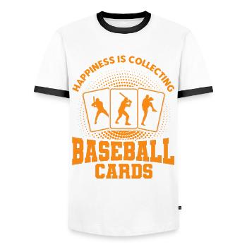 Sports Cards Collection Baseball Card Gift - Men's Ringer Shirt - white/black - Front - AI Model Female 172 light (172cm) & AI Model Male 178 dark (178cm)