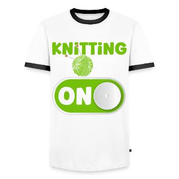 Yarn Knitting Knitting Knitting Lovers Gift - Men's Ringer Shirt - white/black - Front - AI Model Female 172 light (172cm) & AI Model Male 178 dark (178cm)