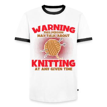 Knitting Yarn Knitting Knitting Fabric Gift - Men's Ringer Shirt - white/black - Front - AI Model Female 172 light (172cm) & AI Model Male 178 dark (178cm)