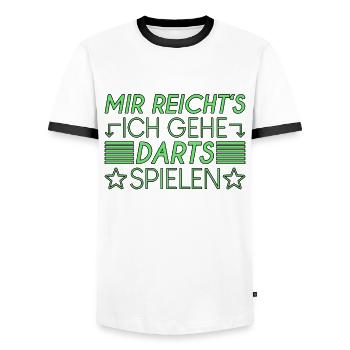 Dart Spruch - Männer Kontrast-T-Shirt - Weiß/Schwarz - Vorne - AI Model Female 172 light (172cm) & AI Model Male 178 dark (178cm)
