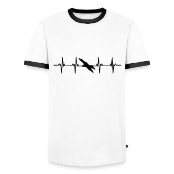 birds flying glide air feather feathers flight bird - Men's Ringer Shirt - white/black - Front - AI Model Female 172 light (172cm) & AI Model Male 178 dark (178cm)