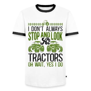 Farming Farmer Tractor Vintage I - Men's Ringer Shirt - white/black - Front - AI Model Female 172 light (172cm) & AI Model Male 178 dark (178cm)