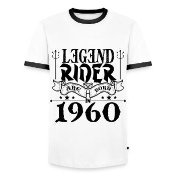 Legend Rider Are geboren 1960 - Männer Kontrast-T-Shirt - Weiß/Schwarz - Vorne - AI Model Female 172 light (172cm) & AI Model Male 178 dark (178cm)