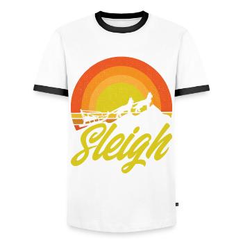 Sled Dog Racing Sledding Dog Sleds - Men's Ringer Shirt - white/black - Front - AI Model Female 172 light (172cm) & AI Model Male 178 dark (178cm)