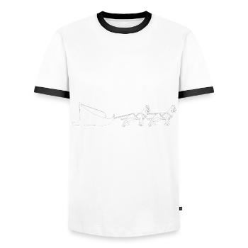 Schlittenhunderennen Husky-Besitzer Hundeschlitten - Männer Kontrast-T-Shirt - Weiß/Schwarz - Vorne - AI Model Female 172 light (172cm) & AI Model Male 178 dark (178cm)