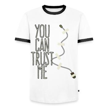 Interceptor Trust me Spy Mikofon - Men's Ringer Shirt - white/black - Front - AI Model Female 172 light (172cm) & AI Model Male 178 dark (178cm)
