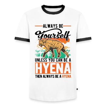 Always be yourself Unless you can be a Hyena Hyäne - Männer Kontrast-T-Shirt - Weiß/Schwarz - Vorne - AI Model Female 172 light (172cm) & AI Model Male 178 dark (178cm)