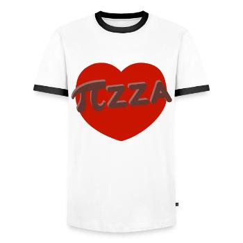 Funny pizza outfit for pizza lovers and - Men's Ringer Shirt - white/black - Front - AI Model Female 172 light (172cm) & AI Model Male 178 dark (178cm)