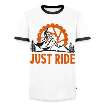 Enduro VTT VTT Équitation - T-shirt contrasté Homme - blanc/noir - Devant - AI Model Female 172 light (172cm) & AI Model Male 178 dark (178cm)