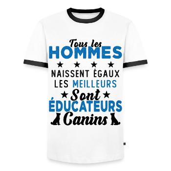 Homme Educateur Canin Chien Chiot Cadeau - T-shirt contrasté Homme - blanc/noir - Devant - AI Model Female 172 light (172cm) & AI Model Male 178 dark (178cm)